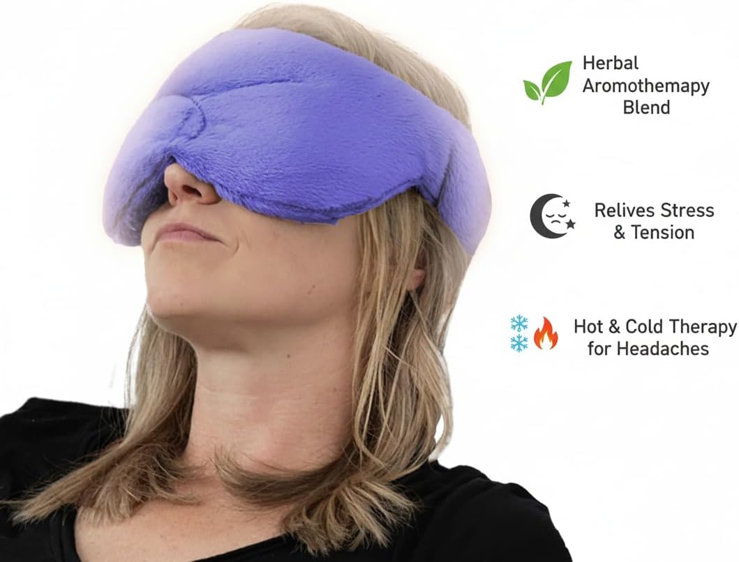 Herbal Concepts Hot & Cold Therapy Set – Eye Mask, Neck Wrap, Mittens & Booties with 12 Herb Aromatherapy Blend for Stress & Pain Relief – Soft Minky Fabric, Reusable, Comfortable (Blue)