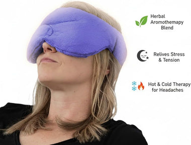 Herbal Concepts Hot & Cold Therapy Set – Eye Mask, Neck Wrap, Mittens & Booties with 12 Herb Aromatherapy Blend for Stress & Pain Relief – Soft Minky Fabric, Reusable, Comfortable (Blue)