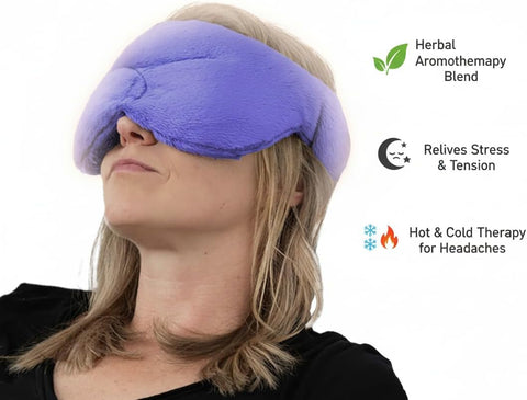 Herbal Concepts Hot & Cold Therapy Set – Eye Mask, Neck Wrap, Mittens & Booties with 12 Herb Aromatherapy Blend for Stress & Pain Relief – Soft Minky Fabric, Reusable, Comfortable (Blue)