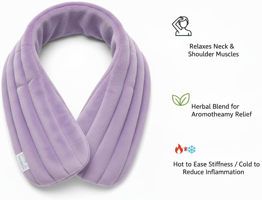 Herbal Concepts Hot & Cold Therapy Set – Eye Mask, Neck Wrap, Mittens & Booties with 12 Herb Aromatherapy Blend for Stress & Pain Relief – Soft Minky Fabric, Reusable, Comfortable (Lavender)