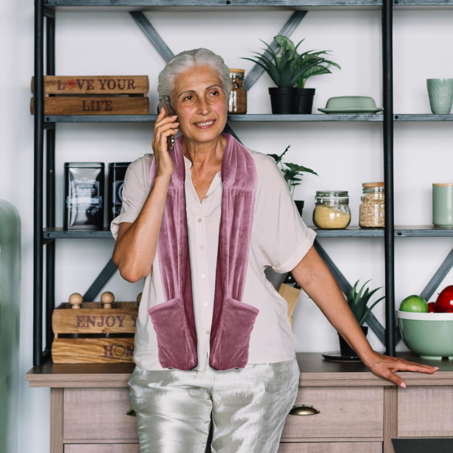 Warming Scarf for Soothing Hot/Cold Aromatherapy, Winter Warm Scarves with Pocket